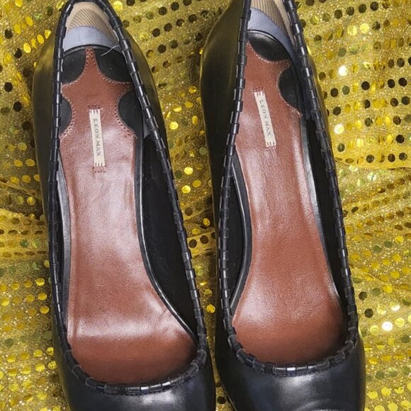 Koji by Leon Max Black Peep-Toe Stilettos - Picture 12 of 12